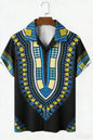 Men's New Linen Ethnic Tribal Style 3D Printed Shirt Hawaiian Tropical Breathable Comfortable Short-sleeved Lapel Clothes Men'S NovaCart