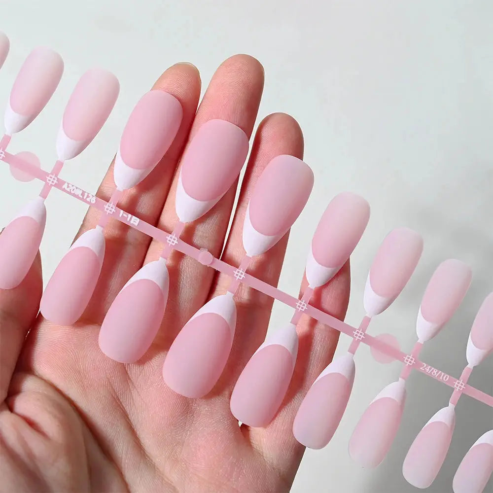 120Pcs Medium Long Square Acrylic French Fake Nails Full Cover Wearable French Press on Nails for Women Mixed Size False Nails NovaCart