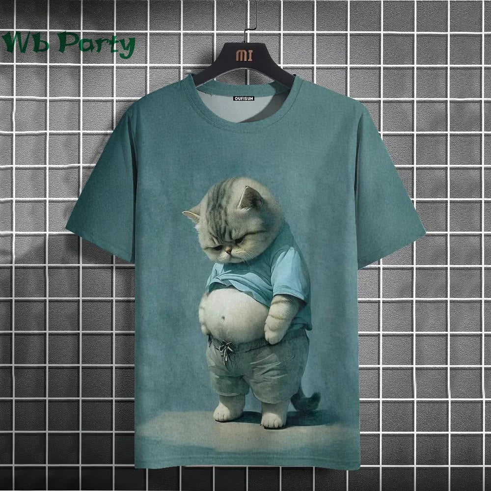Cat Print shirts - Y2K Graphic T-Shirt FitiqueFit