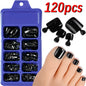 120pcs/Box French Tip Press-On Toenails Pink Color System Square Shape Foot Nails Short Length Glossy Finish False Toe Nails Set NovaCart
