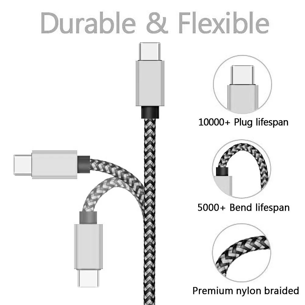 1-3Pcs USB Type C Cable Fast Charging Battery Charger Wire Woven Nylon Data Cable Mobile Phone Charger For Huawei Samsung USB C Pi-Mart