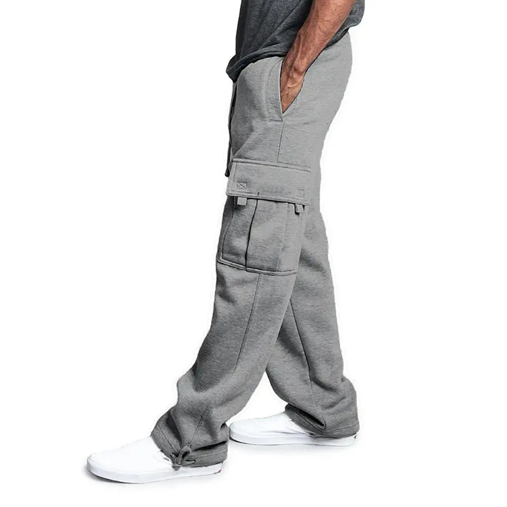 Mens Sweatpants Straight Fit Joggers for Sports and Streetwear Loose Oversized Drawstring Long Pants Men Multi-pocket Pants NovaCart