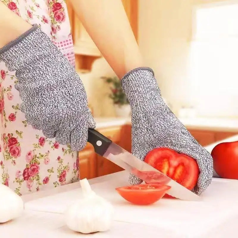 HPPE Level 5 Safety Cut-Resistant Gloves Anti Cut Proof Grey Anti-Cut Level Work Garden Butcher Gardening Handguard Kitchen Tool Pi-Mart