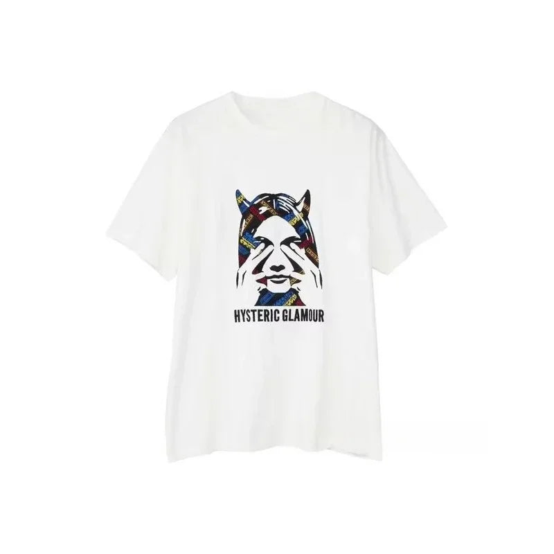 2025 Summer New High Quality HYSTERIC Printed Graphic T-shirts Men and Women Short Sleeved High Quality T-shirts Street Wear NovaCart