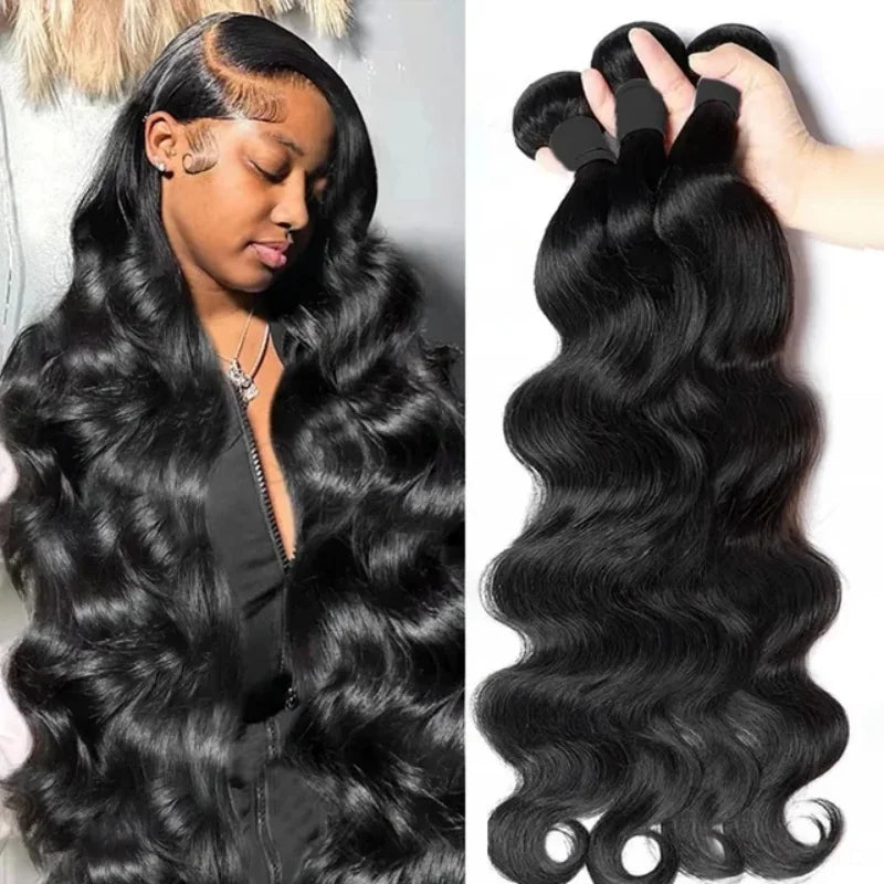 42 Inch Body Wave Bundles Human Hair Natural Black Brazilian Virgin Hair Weave 12A 100% Unprocessed Real Human Hair Extensisons NovaCart