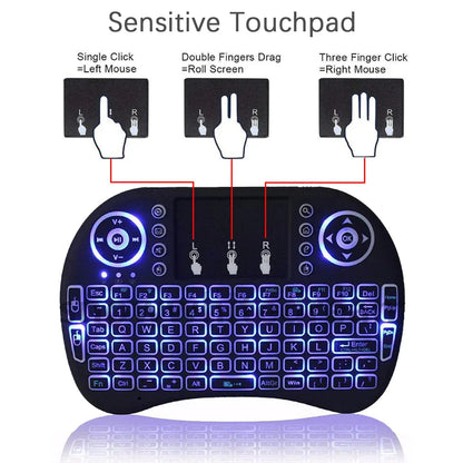 2.4G Air Mouse with Touchpad Keyboard i8 Arabic French Spanish Russian Backlit Mini Wireless Keyboard for PC Android TV Box Pi-Mart