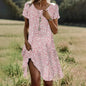 Artistic Ethnic Style Round Neck Medium-Length Dress Summer