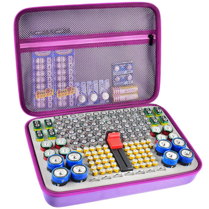 Battery Organizer Case With Tester Holds 150+ AA AAA 9V C D Lithium Button Batteries Hard Shell For Home Garage Batteries Pi-Mart