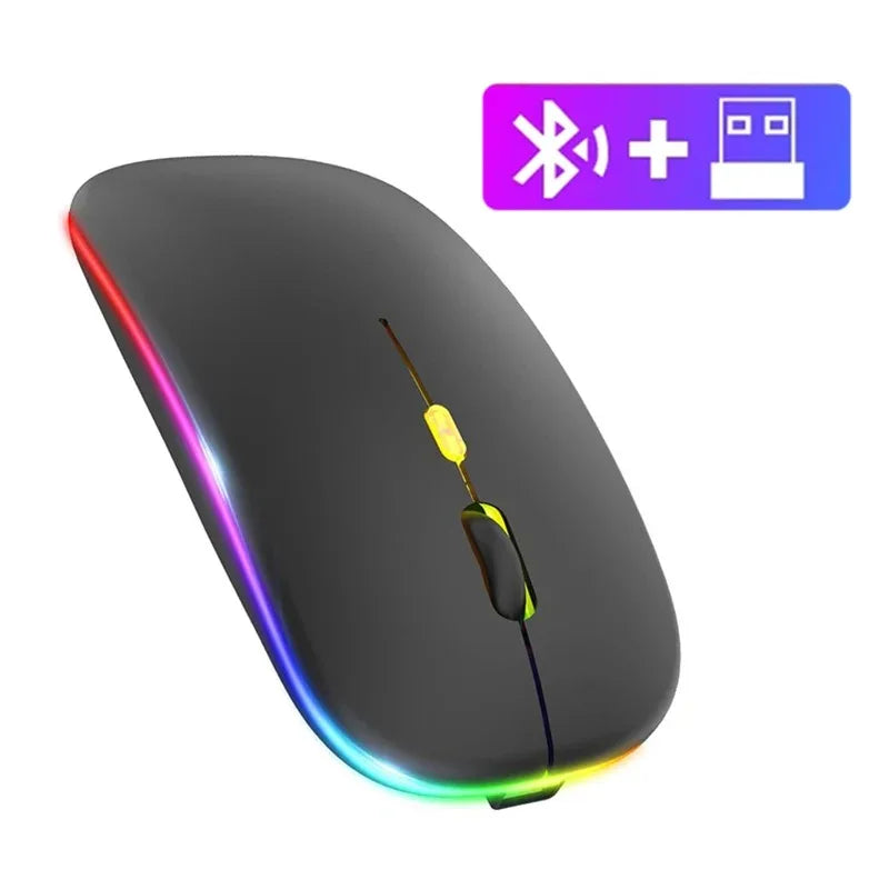 Dual Mode 2.4G Wireless Mouse Bluetooth Mouse RGB Backlit Gaming Mouse Rechargeable Mouse Ergonomic Mice for PC Laptop Tablet Pi-Mart