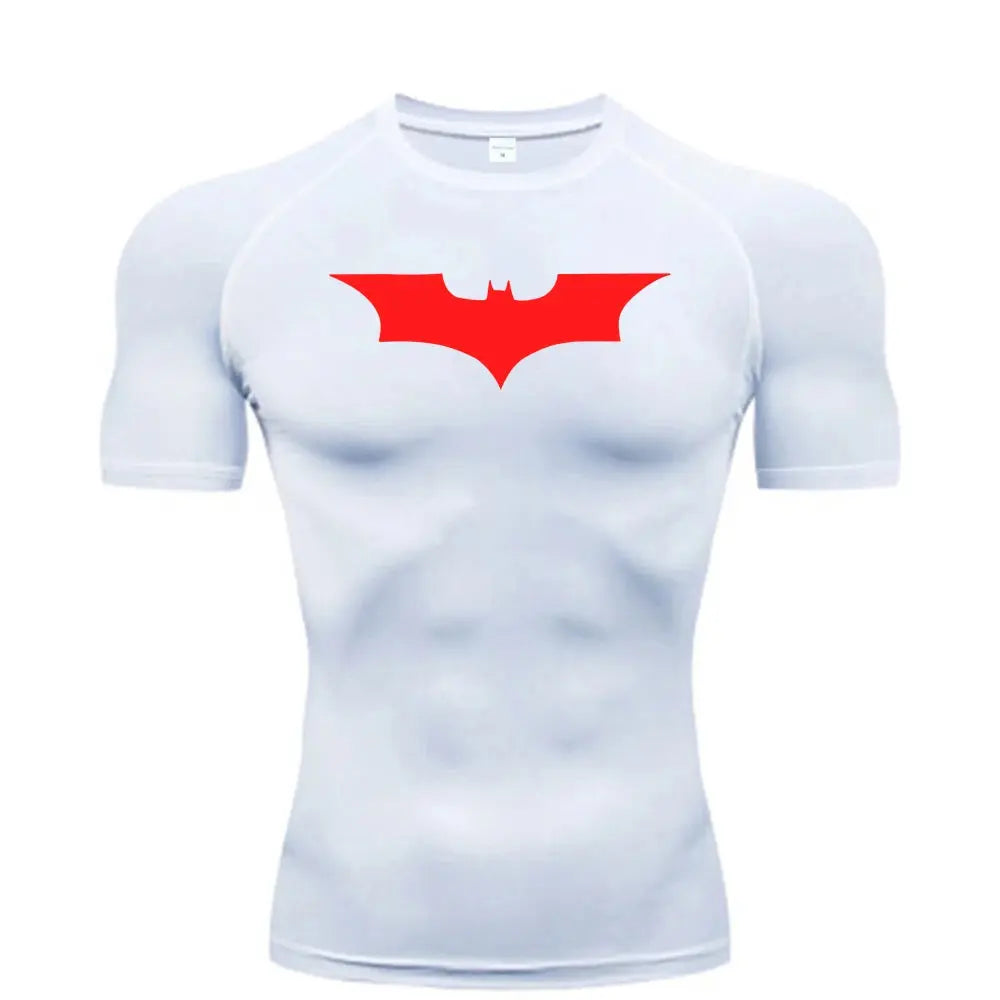 Bat Printed Men's Tight T-Shirt Running Compression Compression T Shirt Gym Fitness Jogging Short Sleeve Male Casual Shirt Tops NovaCart