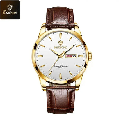 BINBOND Top Luxury Brand Fashion Watch For Men Waterproof Clock Man Date Quartz Wrist Watches Leather Strap Business Man Watch NovaCart