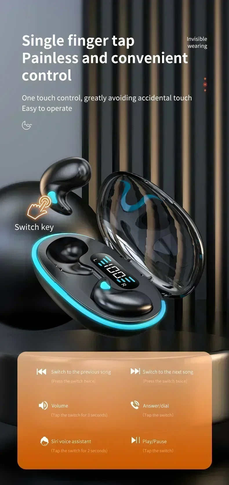 TWS Earphones Wireless Earphones Headphones Noise Reduction Sport Game Sleep Bluetooth Earbuds for all smartphones NovaCart