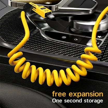 4 in 1 65W Spring Short Data Cable 6A USB Type C Spring Telescopic Quick Charger Wire Spring USB Cable for iPhone 15 14 13 12 Pi-Mart