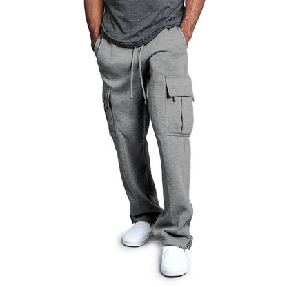 Mens Sweatpants Straight Fit Joggers for Sports and Streetwear Loose Oversized Drawstring Long Pants Men Multi-pocket Pants NovaCart