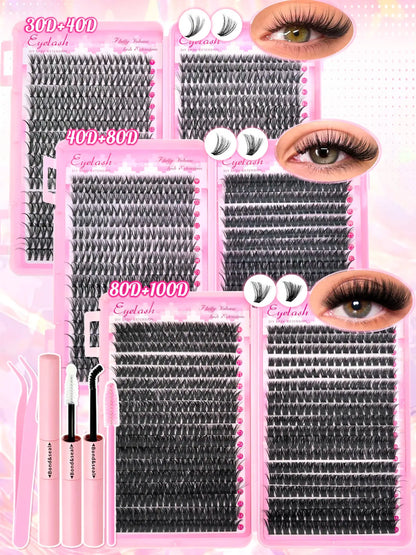 DIY Lash Extension Kit Clusters Individual Eyelashes Kit 9-16mm with Bond and Seal Wispy Natural Mange Lashes NovaCart