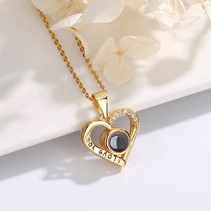 Love projection necklace with customizable photos Pendant Necklace