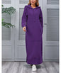 Hoodies Dress For Women Fashion 2025 Hem Lace-up Midi Robe Hooded Long Dress Autumn Winter Warm Casual Loose Sweatshirt Vestidos NovaCart