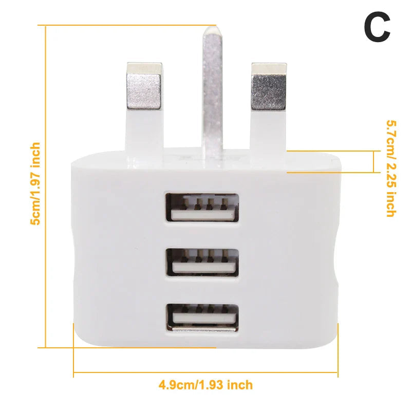 Latest 5V/2.1A Dual USB Port Fast Charger Universal UK Mains 3 Pin Plug Wall Charger Adapter USB Charging For Phone Tablet Pi-Mart