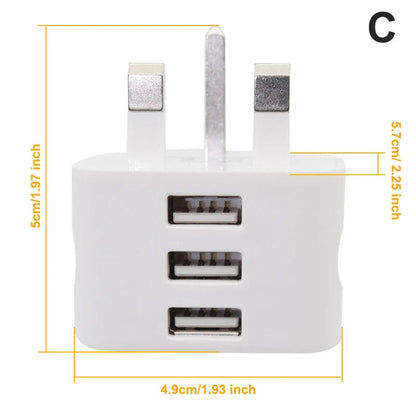 Latest 5V/2.1A Dual USB Port Fast Charger Universal UK Mains 3 Pin Plug Wall Charger Adapter USB Charging For Phone Tablet Pi-Mart