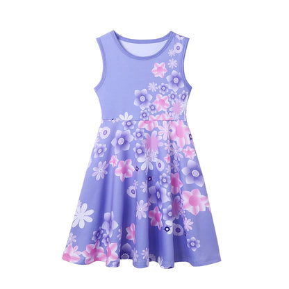 Children's Casual Dress for Girls Mermaid Rapunzel Dress One-Shoulder Sling Short Sleeve Princess Costume Summer Casual Vest NovaCart