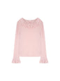 Solid Color Long Sleeve Sweet Double Layer Ruffles Crew Neck Knitted Sweater