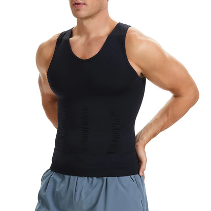 Men's Body Shaper Slimming Shirt V Neck Tummy Vest Compression Base Layer Slim Muscle Tank Top Shapewear NovaCart