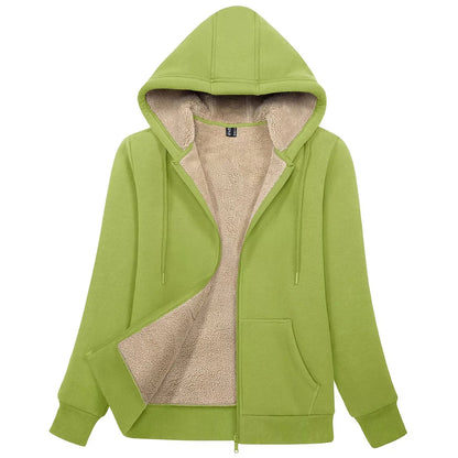 Sherpa-Lined Fleece Zip-Up Hoodie Jacket Women FitiqueFit