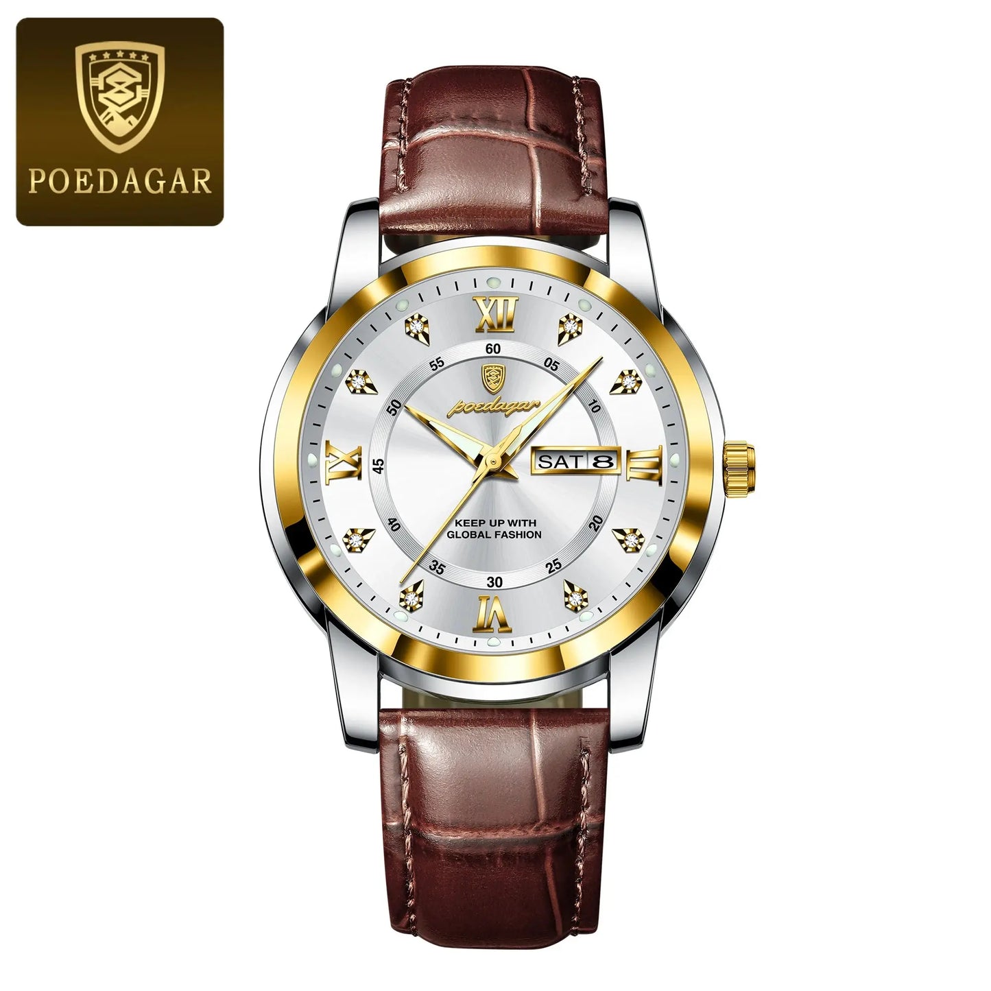 POEDAGAR Luxury Business Male Wristwatch Waterproof Luminous Leather Man Watch Date Week Sport Casual Men's Quartz Watches reloj NovaCart