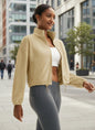 Winter Fleece Cropped Jacket with Stand Collar FitiqueFit