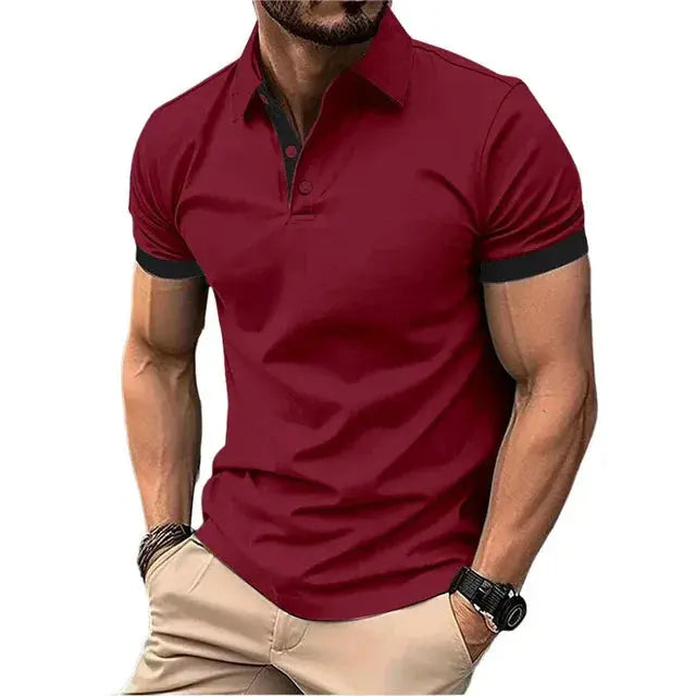 Men's Polo Shirt Short Sleeve Casual Slim Fit Color Blocking T-shirts England Style Streetwear Polos for Men's Fashion NovaCart