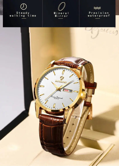 BINBOND Top Luxury Brand Fashion Watch For Men Waterproof Clock Man Date Quartz Wrist Watches Leather Strap Business Man Watch NovaCart