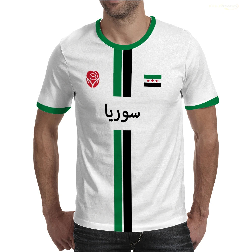 Syria Football T-Shirt Summer Sports Breathable Quick-drying Men's Tops Syrian Flag Map Print Short Sleeve Jersey Kid's Clothes NovaCart