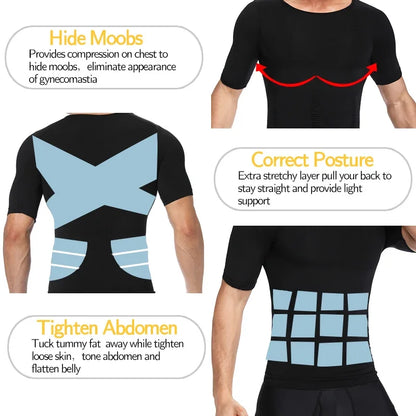 Men Weight Loss Shapewear T-Shirt Body Shaper Slimming Compression Shirts Gynecomastia Undershirt Waist Trainer Muscle Tank Tops NovaCart