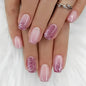 24Pcs Short Square Coffin False Nails Square Fake Nails with Glue French Glitter Wearable Acrylic Nails Set Press on Nail Tips NovaCart