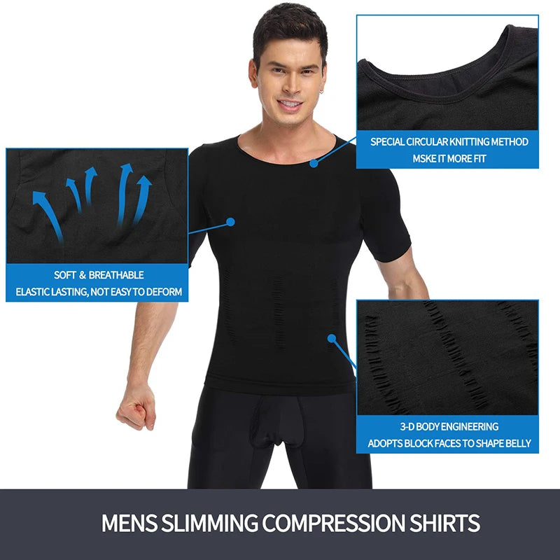 Mens Compression Shirt Undershirt Slimming Tank Top Workout Vest Abs Abdomen Slim Body Shaper NovaCart