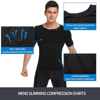 Mens Compression Shirt Undershirt Slimming Tank Top Workout Vest Abs Abdomen Slim Body Shaper NovaCart