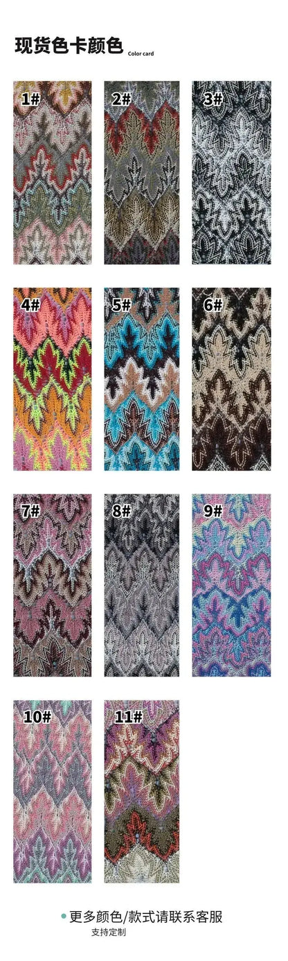 Maple Leaf Hollow Knitted Fabric Color Gold Thread Pattern Knitted Fashion Fabric for Clothing High Quality Cloth Wholesale NovaCart