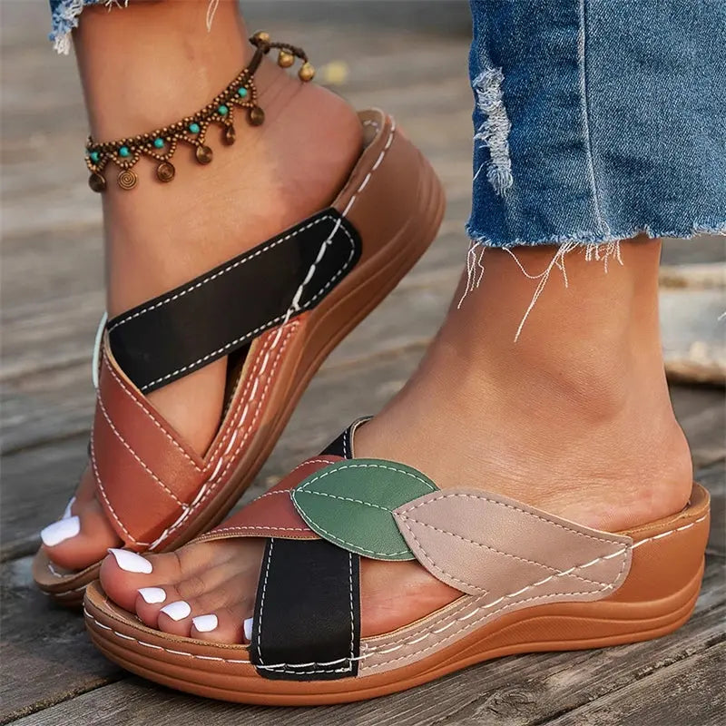 Fashion Summer Woman Sandals Shoes Wedge Shoes Woman Retro Slip On Women's Sandals Elegant Footwear Sandalias Mujer Female NovaCart