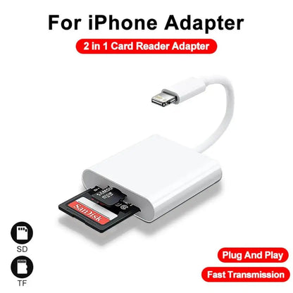 2-in-1 Lightning Flash Card Reader TF Reader 2-in1 Slot for iPhone/iPad, Suitable for Memory Card/Mini SD Card Adapter Pi-Mart