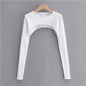 T-shirts Women Long Sleeve Crop Top Spring Autumn Y2k Aesthetic Clothes O-neck Black White Sexy Harajuku Knitted Tshirt 2023 NovaCart