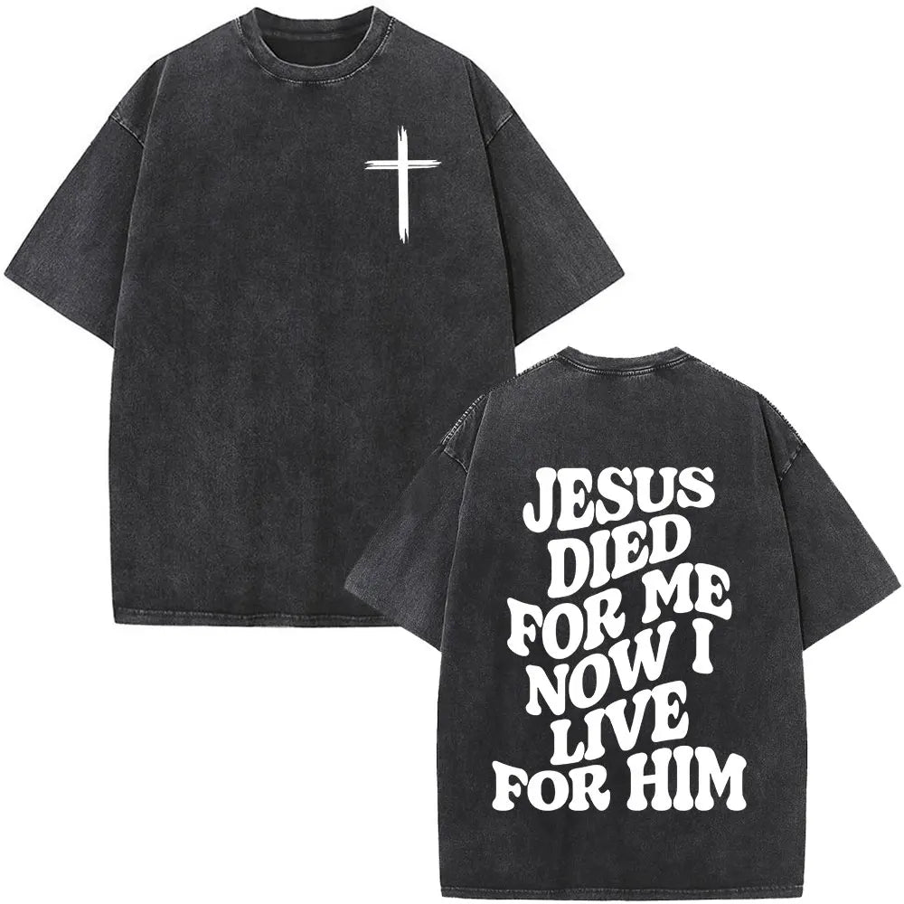 Christian Jesus Faith Over Fear Bible Verse Washed T-shirts Men Women Fashion Vintage Oversized T Shirts Harajuku Cotton T-shirt NovaCart