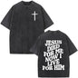 Christian Jesus Faith Over Fear Bible Verse Washed T-shirts Men Women Fashion Vintage Oversized T Shirts Harajuku Cotton T-shirt NovaCart