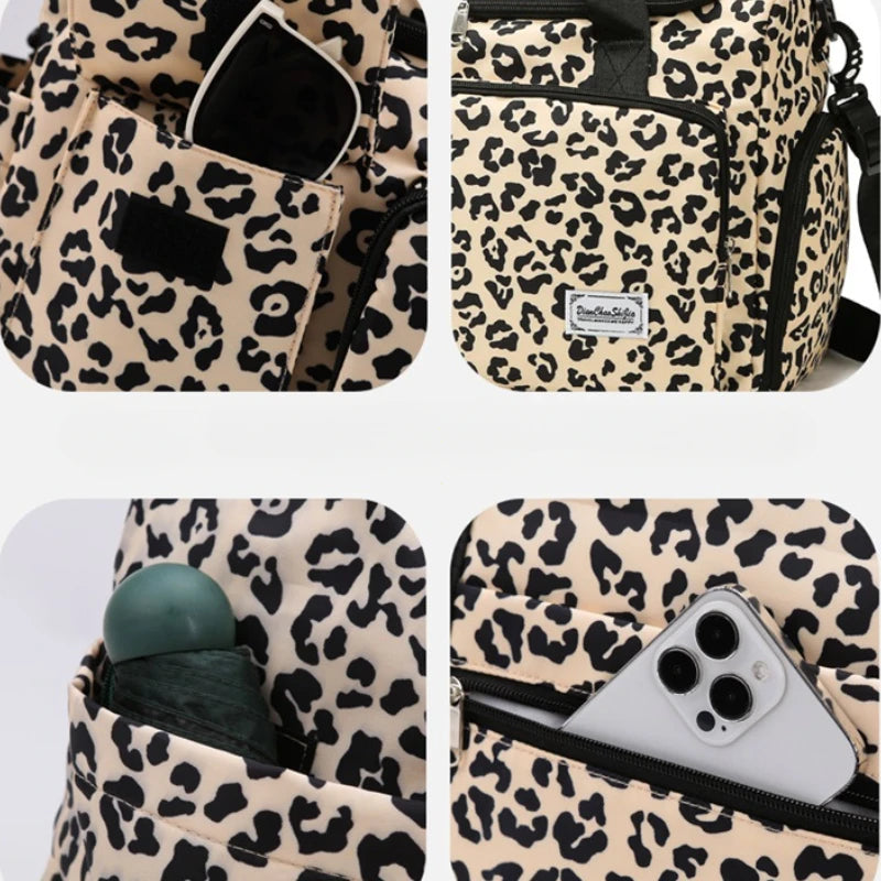 Classic Leopard Print Large Capacity Leisure Luggage Bag with Multiple Pockets and Shoe Compartment Sports Fitness Travel Bag NovaCart
