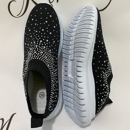 2024 New Crystal Breathable Mesh Sneaker Shoes for Women Comfortable Soft Bottom Flats Plus Size 43 Non Slip Casual Shoes Woman NovaCart