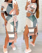 White Leopard Print Dress Tied Detail Slit Side Split Dress