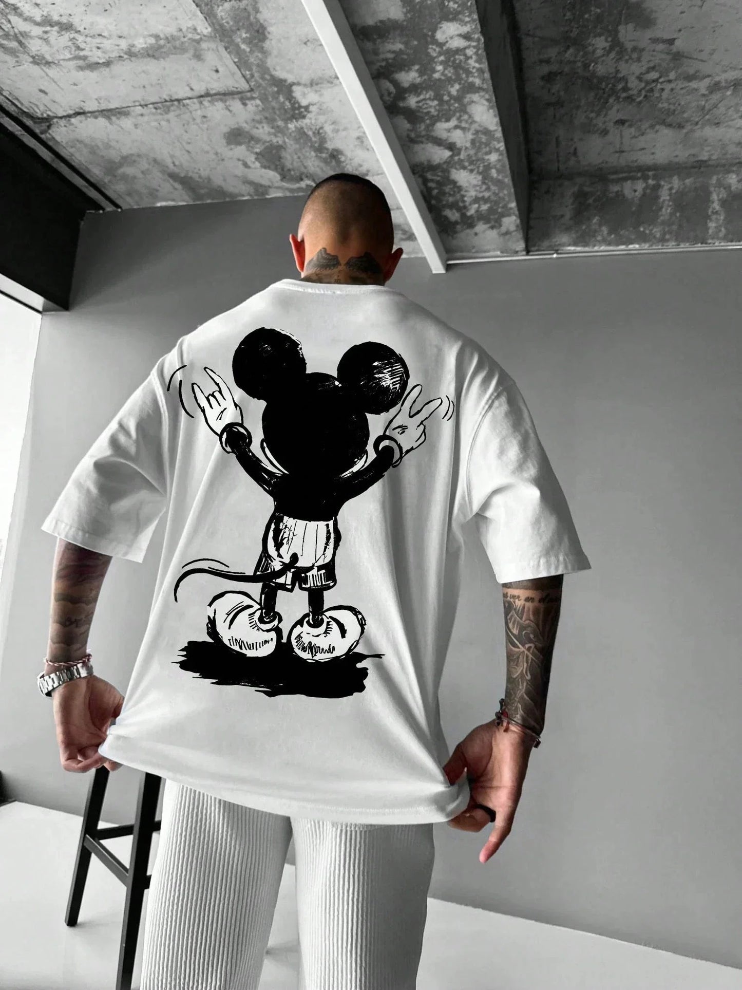 Mickey Mouse Men's Round Neck Short Sleeve T-Shirt Fashion For Summer Men Clothing Y2k Clothes Oversized Shirt New In Tops Tees NovaCart