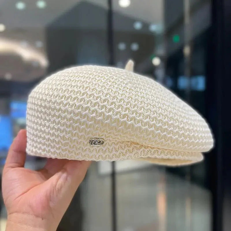 Women’s Pleated Paper Straw Beret FitiqueFit