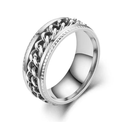 Spinning Anxiety Rings Free Shipping Items For Men Titanium Steel Rotatable Chain Fidget Joint Ring Jewelry Anillos De Hombres NovaCart