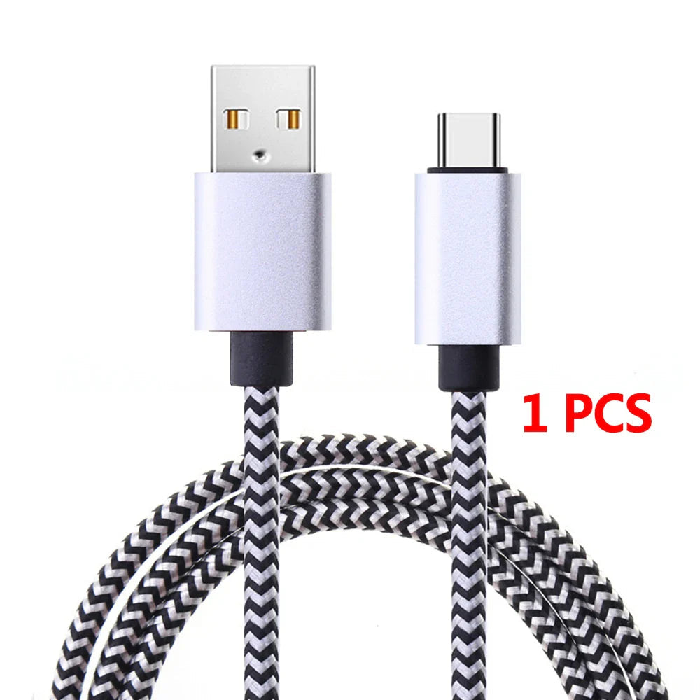 1-3Pcs USB Type C Cable Fast Charging Battery Charger Wire Woven Nylon Data Cable Mobile Phone Charger For Huawei Samsung USB C Pi-Mart