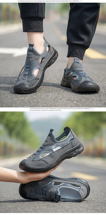 2025 Summer Men's Sandals New Hollow Breathable Beach Shoes Ultra Light Anti Slip Summer Casual Shoes Walking Shoes NovaCart